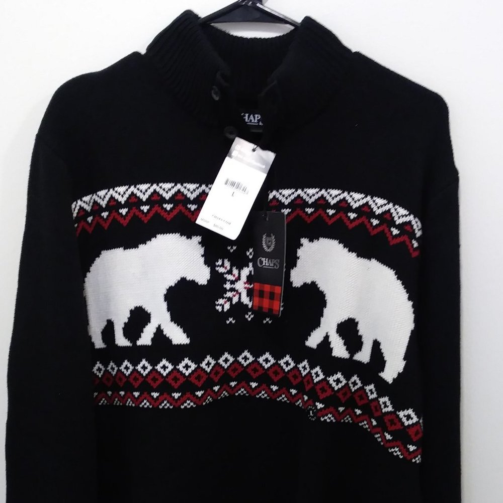 CHAMPS MEN'S SWEATER SIZE L - BLACK - 100% COTTON